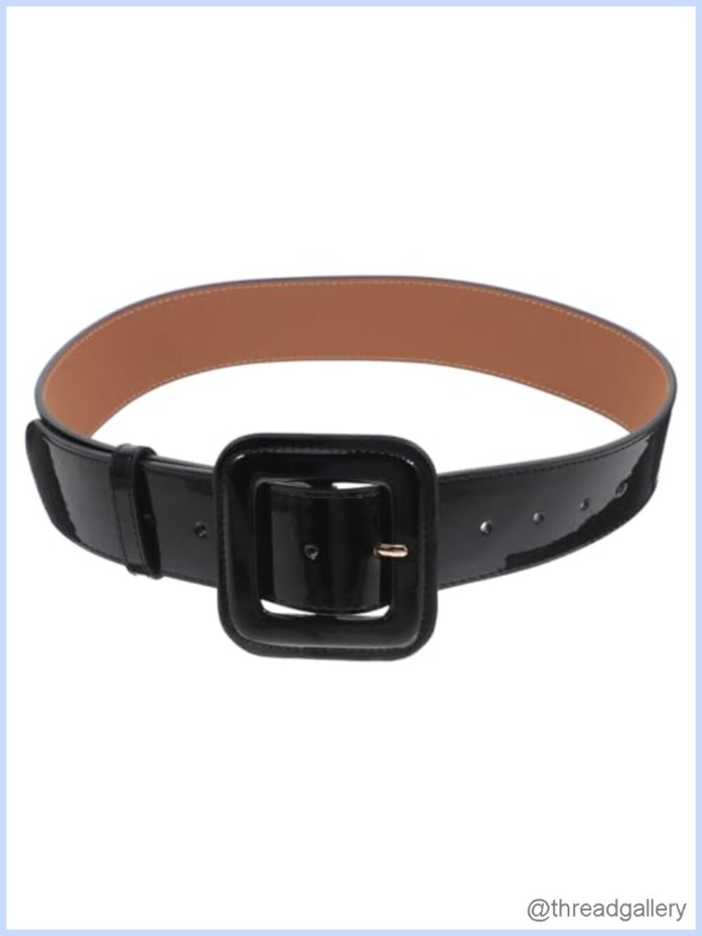 Women's PU Patent Leather Wide Waist Belt Adjustable Square Buckle